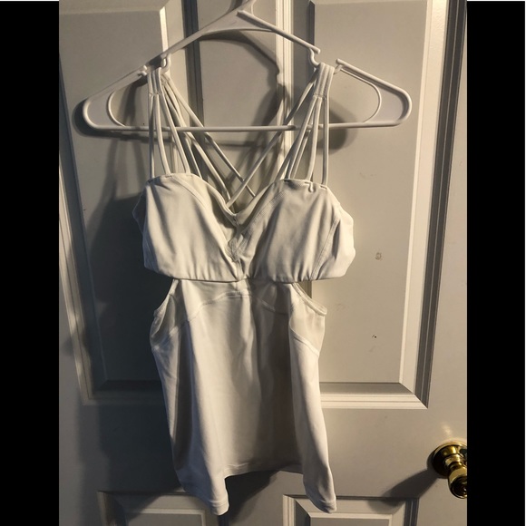 lululemon athletica Tops - Lululemon white strappy tank w/ mesh cutout detail